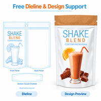 Sachets personnalisés imprimés pour poudre protéinée avec fermeture éclair refermable, sacs haute barrière pour protéines de lactosérum et mélanges de shakes