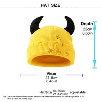 Bonnet unisexe en tricot avec cornes, style déchiré, motif petites oreilles de diable, tendance hip-hop, coupe ample, pour l'hiver, vente en gros