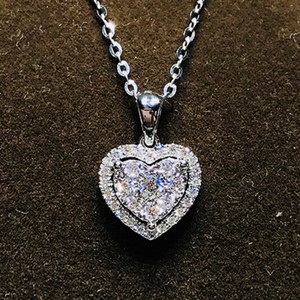 Simple 925 Silver Cross Chain Dainty Heart <b>Necklace</b> with VVS <b>D</b> GRA Heart Cut Moissanite Pendant Trendy Unisex Party Jewelry - Product Image 1