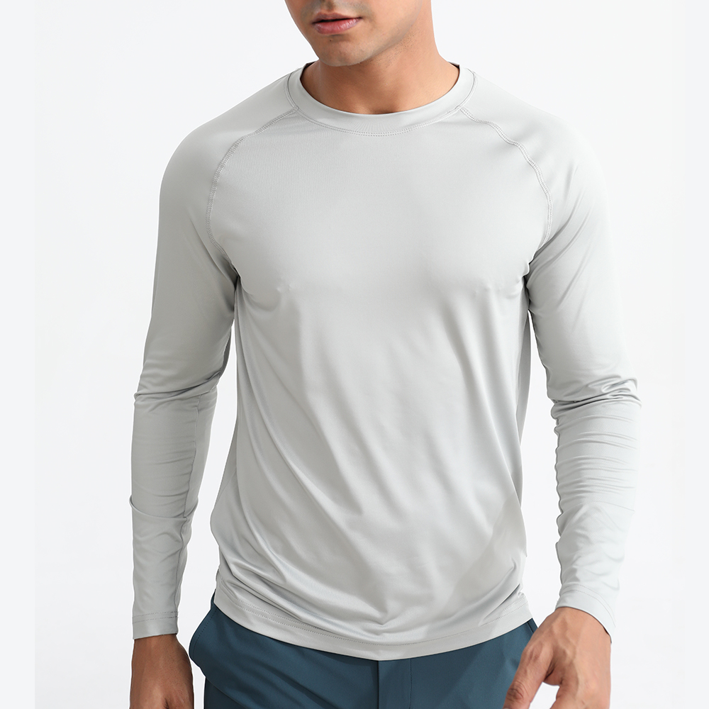 Camiseta de mangas compridas para homens, camiseta leve UPF50+ de alta qualidade para exercícios esportivos