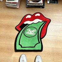 Tapis touffeté à la main Money Lips, forme personnalisée, style Rolling Stones, tapis shaggy, esthétique Pop Art