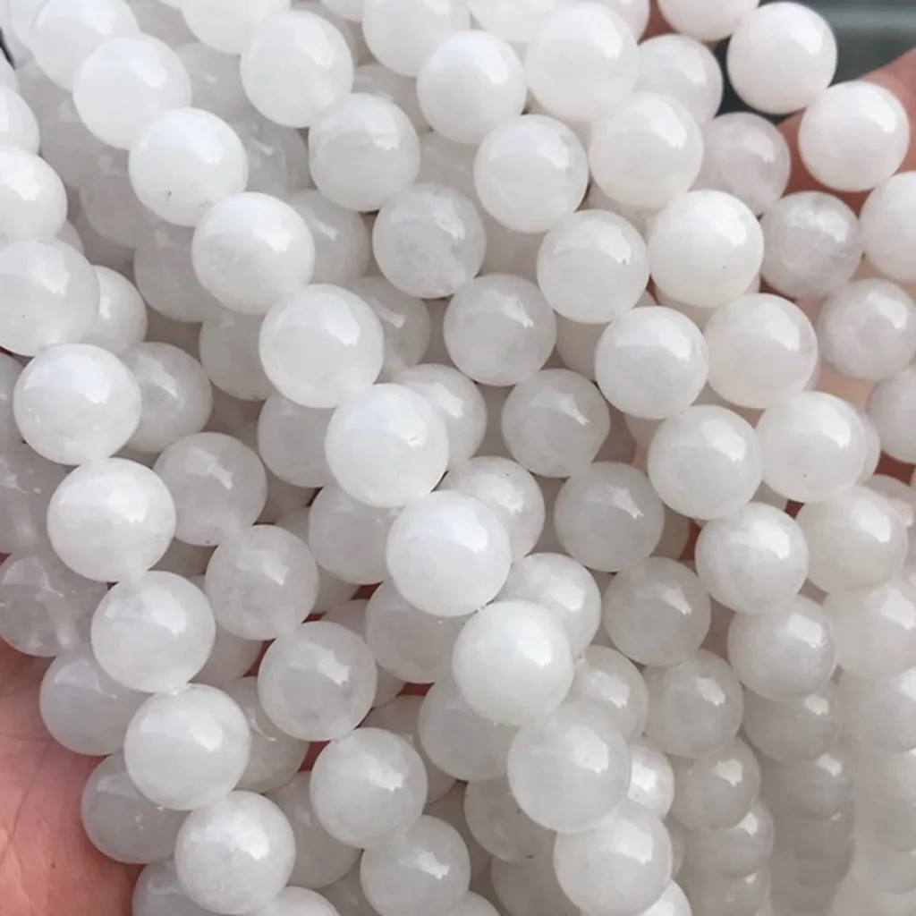 Natural Jade Round Bead Stone Loose Round Beads China White Jade For Designer Diy BracJewelry Making