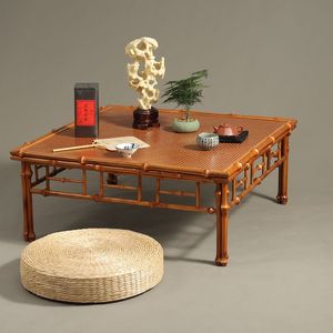 <b>Bamboo</b> Tea <b>Table</b> Square Low Retro Lacquer <b>Coffee</b> <b>Table</b> For Zen Style Home Use - Product Image 2