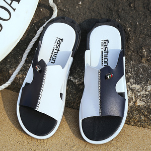 Weshine Wholesale Sandals Men Summer Slippers Fashion Peep Toe PU <strong>Flip</strong> <strong>Flops</strong> Shoes Male Outdoor Non-slip Flat Beach Slides - Product Image 1