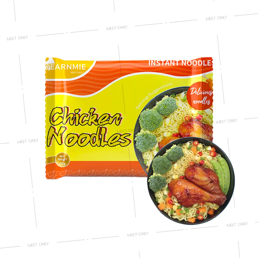 Sesuaikan Label Pribadi Mie Instan Terbuat dari Bahan Baku Kualitas Terbaik 65G 120G Kantong Cangkir Mie Ramen Instan