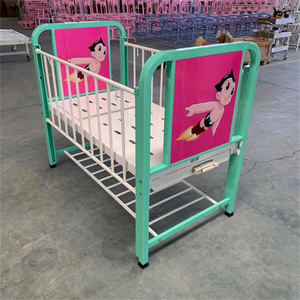 Cama Pediátrica de <span class=keywords><strong>Hospital</strong></span>, Cama Médica para Niños con Recubrimiento de Polvo de Acero y Barandillas de Seguridad para Clínica - Product Image 4