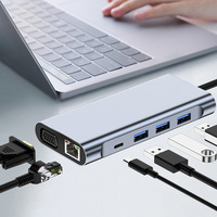 Hub USB de 10 Puertos Multifunción con Carga PD, Transferencia de Datos a 100 Mbps, Ethernet, USB C, Base de Conexión para Laptop Macbook