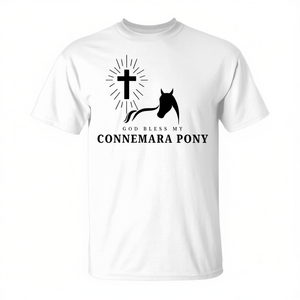 Camiseta God Bless My Connemara Pony de manga corta, unisex, con cuello redondo, regalo religioso de iglesia para amantes de los caballos - Product Image 3