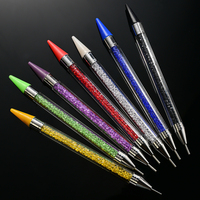 7 couleurs Double point perceuse stylo Nail Art strass brosse 2 voies pointillage stylo brosse Nail Art acrylique Silicone Point stylos