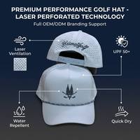 Casquette de golf personnalisée en polyester à séchage rapide, perforations découpées au laser, imperméable, pour sports de plein air, broderie OEM sur mesure