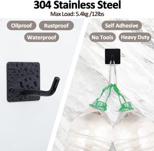 Heavy Duty Stainless Steel Wall Hooks Adhesive Sticky Towel Hooks for Kitchen Bathroom Home Wardrobe Office Living Long-lasting - Product Image 3