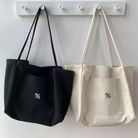 Tas Tote Kanvas Tebal Custom Print Logo Sederhana untuk Grosir, Kapasitas Besar, Tas Belanja Reusable