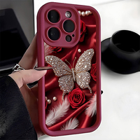Coque de téléphone portable antichoc en TPU avec motif papillon et fleurs, style lentille d'appareil photo, pour iPhone 12 13 14 15 16 17 18 Pro Max