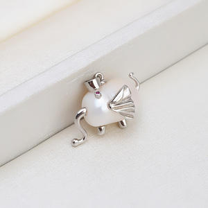 Handmade 925 Silver Baroque Pearl Pendant <b>Elephant</b>- Shaped <b>Necklace</b> with 1416 DIY Female Pearl Empty Holder Accessory - Product Image 3