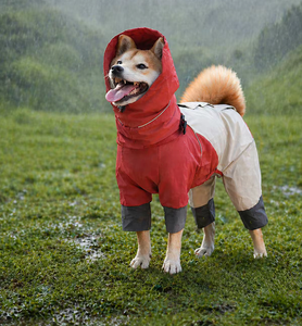 Waterproof <b>Dog</b> Raincoat Four <b>Leg</b> Full Body Hooded Reflective <b>Rain</b> Suit For Shiba Inu Medium <b>Dogs</b> Rainy Day Outdoor Walking - Product Image 1