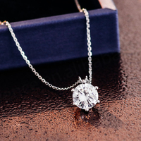 Collier pendentif en diamant de laboratoire de 3 carats, véritable chaîne en or blanc 18 carats, diamant rond taille brillant F VVS, collier pendentif charme