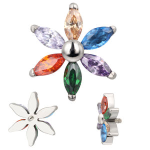 2023 más nuevo al por mayor Piercing para el cuerpo joyería sol flor labio anillos Helix colorido 6 Marquise CZ Labret Top - Product Image 3