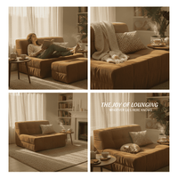 Fauteuil Cloudsyne en velours côtelé gaufré, crème, avec mousse compressée, réglable, écologique, design moderne, mobilier de salon
