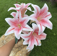 Realistische 9-Köpfige Seiden-Lilien für Abschlussfeier, Hochzeit, Wohnzimmerdekoration, Kunstblumen-Bogen und Blumenarrangements