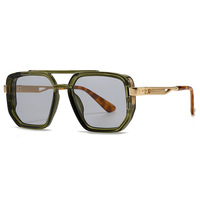 Nouvelles lunettes de soleil unisexes de style européen et américain, polarisées UV400, rétro, double pont, monture carrée, monture intégrale, emballées dans une boîte, pour adultes