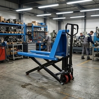 Chariot élévateur à ciseaux hydraulique manuel BOAT avec roues en PU et patins anti-basculement, capacité de levage élevée pour la manutention des matériaux en entrepôt