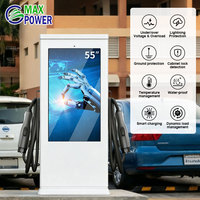 Nouvelle station de recharge pour véhicules électriques DC à double borne, à poser au sol, CCS2 GBT 60-180 kW, avec écran 4K de 55 pouces, pour usage commercial