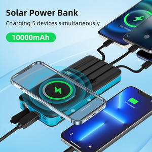 Artículos populares <span class=keywords><strong>ahora</strong></span> Banco de energía de panel solar con soporte de cable incorporado Carga inalámbrica Tipo-C Powerbank para teléfonos móviles - Product Image 3