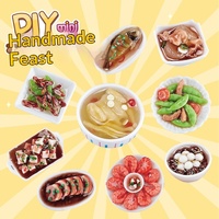 Yibile DIY Mini Food Player Plastic Banquet Handmade Bento Craft Kit Creative Set Squishy Stress-Relief Model Color Box Youth