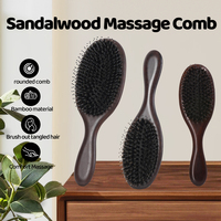 Brosse à boucles Marque privée Massage du cuir chevelu en bois Peignes d'hôtel Masseur méridien Bois de santal Cheveux Saline Peigne à dents larges