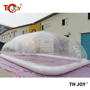 Couverture de <span class=keywords><strong>piscine</strong></span> gonflable transparente en PVC avec souffleur, design dôme à air, installation facile, protège la <span class=keywords><strong>piscine</strong></span> extérieure - Tailles 8x5m/10x6m/12x7m - Product Image 5