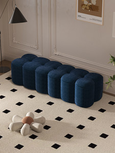 Taburete Otomano Moderno Tapizado con Diseño Floral, Puf de Plástico, Reposapiés, Asiento de Sofá para Sala de Estar o Entrada - Product Image 4