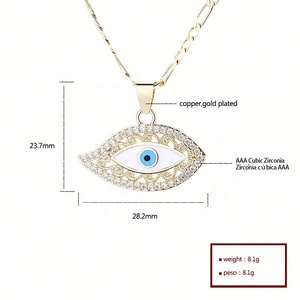 สร้อยคอจี้รูปดวงตาเคลือบทอง 18K ประดับเพชรซิคอนสังเคราะห์ พร้อมสายฟิกาโร่ เสริมโชคลาภและความปลอดภัยสำหรับผู้หญิง - Product Image 6
