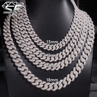 Collier SF Fashion pour Homme en Moissanite VVS Taille Baguette 9 mm, Argent Massif 925, Style Luxe Léger, Chaîne Maille Cubaine Givrée Sans Nickel