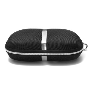 Eyeglasses <b>Case</b> EVA Zippered Black Striped With Aluminum Hook <b>For</b> <b>Sunglasses</b> - Product Image 3
