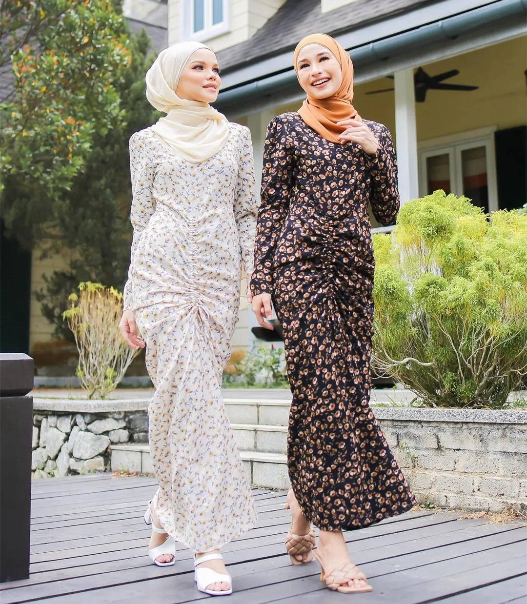 Beautiful Floral Chiffon Occasion Trendy Abayas Muslim Maxi Dresses Wholesale