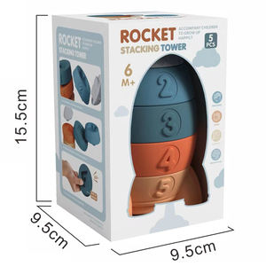 Gioco di Impilamento con Blocchi in Silicone a Forma di Razzo per Bambini - Product Image 3