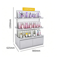 Présentoir de beauté en acier à lattes pour cosmétiques avec armoire de rangement, étagère de vente au détail pour salon de beauté