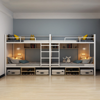 Lit superposé multifonctionnel moderne à étage avec étagères de rangement pour hôtel et auberge de jeunesse