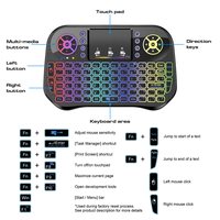 Mini clavier I10 I8 avec rétroéclairage 7 couleurs, souris aérienne sans fil 2.4G, clavier rechargeable, clavier souris aérienne I10 avec pavé tactile pour PC, manette de jeu