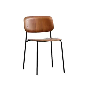Chaises de Restaurant pied en métal salle à manger à dossier haut spécial chaise de salle à manger en bois
