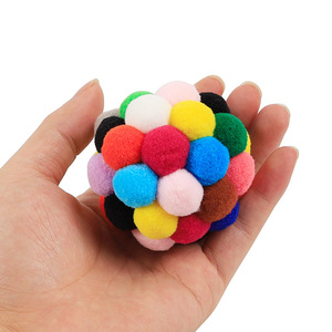2024 nuovo colore vivido leggero all'interno intrattenuto esercizio interattivo peluche cane cane gatto palla giocattolo con campana - Product Image 5