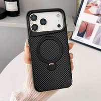 Fundas Magnéticas 360 con Soporte para Teléfono, de TPU y PC, para Todos los Tipos de Teléfono, Venta al por Mayor para iPhone 17 y 17 Pro Max, Funda de Fibra de Carbono