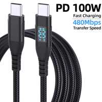 Câble USB C avec écran LED coloré, 60W, 480 Mbps, charge rapide, cuivre pur, gaine en nylon tressé, compatible iPhone 15/16 Pro
