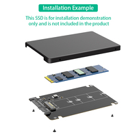 TISHRIC Dual M.2 B Key ke SATA 2.5 (dengan Casing Plastik Hitam)