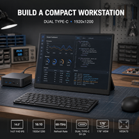 Moniteur portable 14 pouces pour mini PC, 1920x1200 FHD IPS, double Type-C, écran compact pour projets informatiques DIY