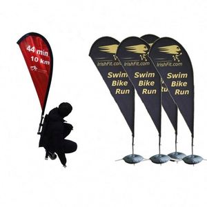 Drapeaux promotionnels personnalisés imprimés, bannière publicitaire en aluminium, drapeau en forme de larme pour exposition et événement - Product Image 1