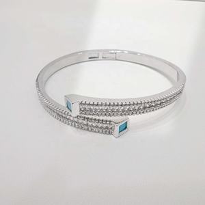 Precio de fábrica, plata 925, brazalete ajustable de diseño en plata de ley, joyería fina, circonita gruesa, unisex, pulseras de moda para mujer - Product Image 5