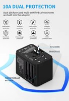 Chargeur universel multifonctionnel Kangtravel 45W avec adaptateur USB et Type-C, charge rapide, compatible US, UK et EU pour les voyages