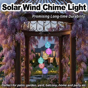 โมโรคันโซลาร์วินด์ชิมไฟ LED สีสันสดใสแบบแขวนสำหรับตกแต่งสวนกลางแจ้ง หลอดไฟแขวนกันน้ำ ดีไซน์อาร์ตเดโค - Product Image 2