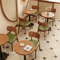Chaises de salle à manger en bois et cuir pour mobilier commercial avec ensembles de tables pour la restauration, les restaurants, les cafés décontractés et les salons de thé